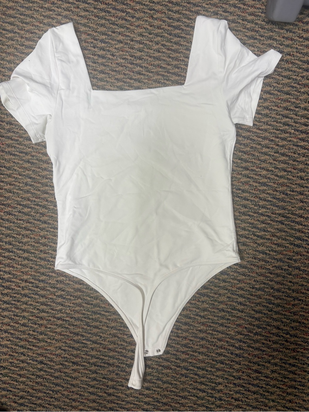 Aritzia White Square Neck Short Sleeve Bodysuit